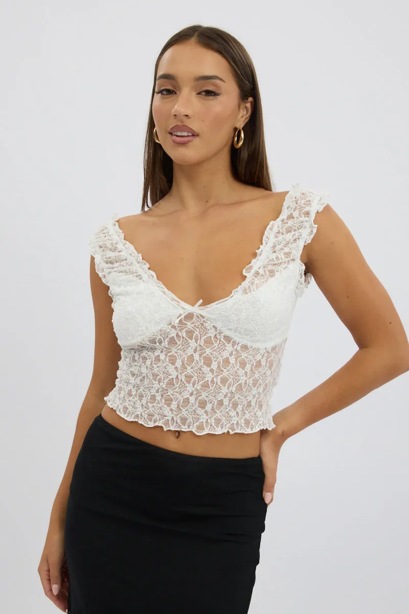 White Lace Top Sleeveless sold by Ally Fashion