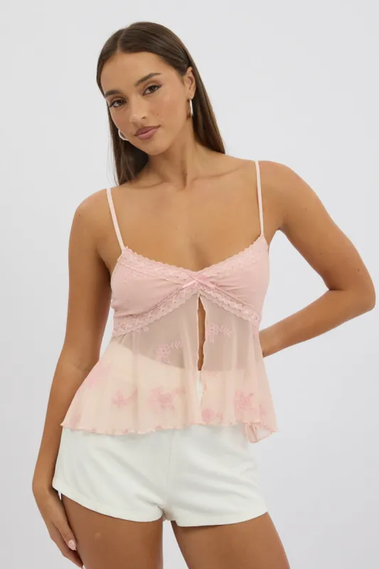 Pink Cami Top Mesh sold by Ally Fashion