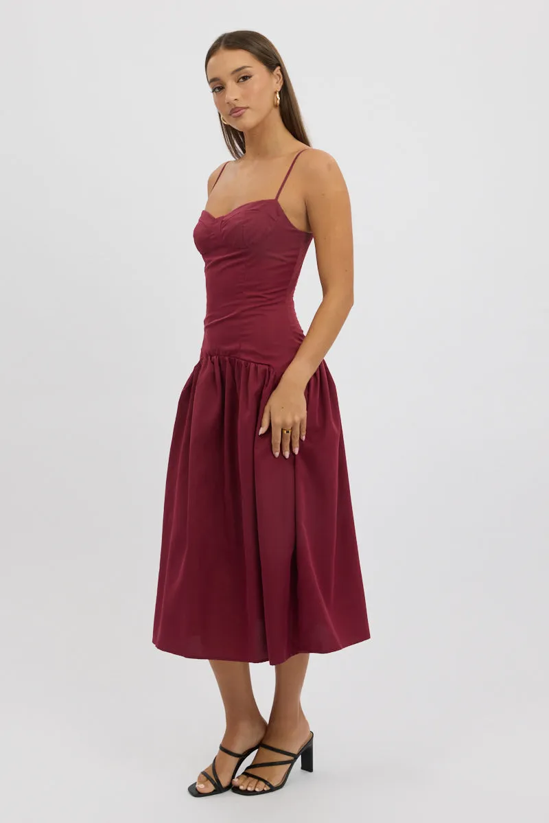 Red Midi Dress Drop Waist sold by Ally Fashion product image thumbnail 4