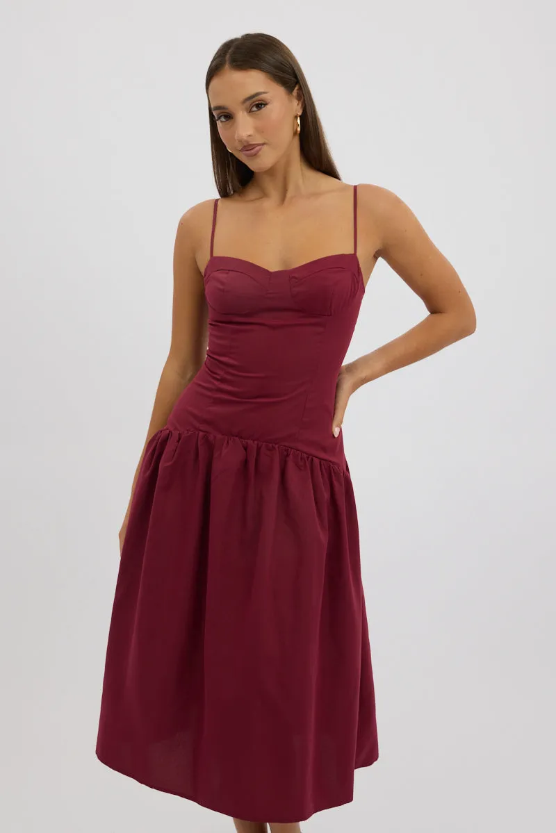 Red Midi Dress Drop Waist sold by Ally Fashion