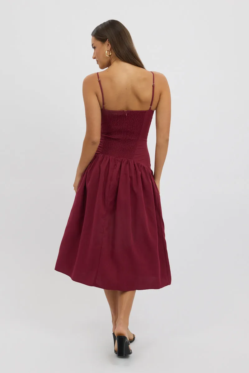Red Midi Dress Drop Waist sold by Ally Fashion product image thumbnail 5