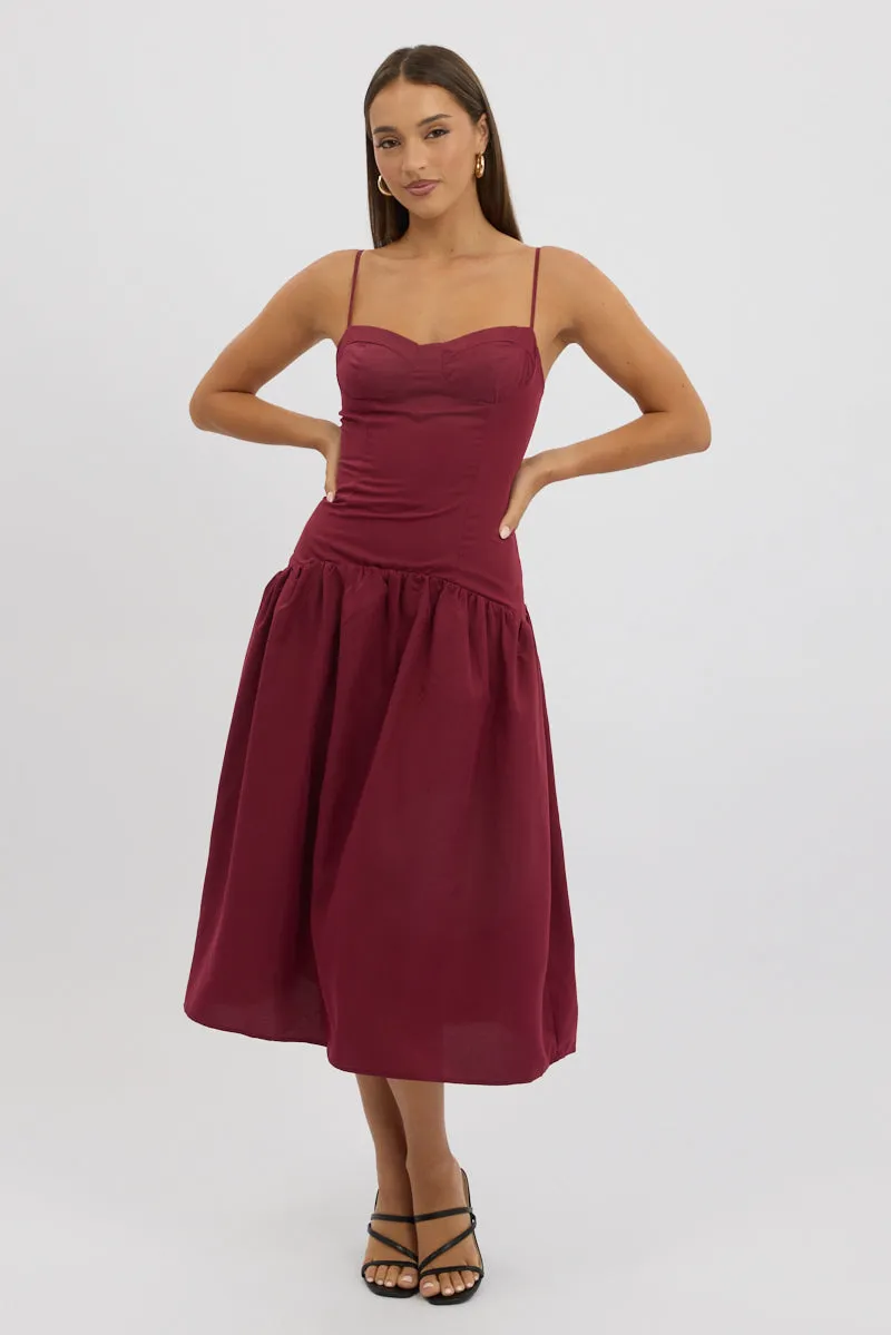 Red Midi Dress Drop Waist sold by Ally Fashion product image thumbnail 2