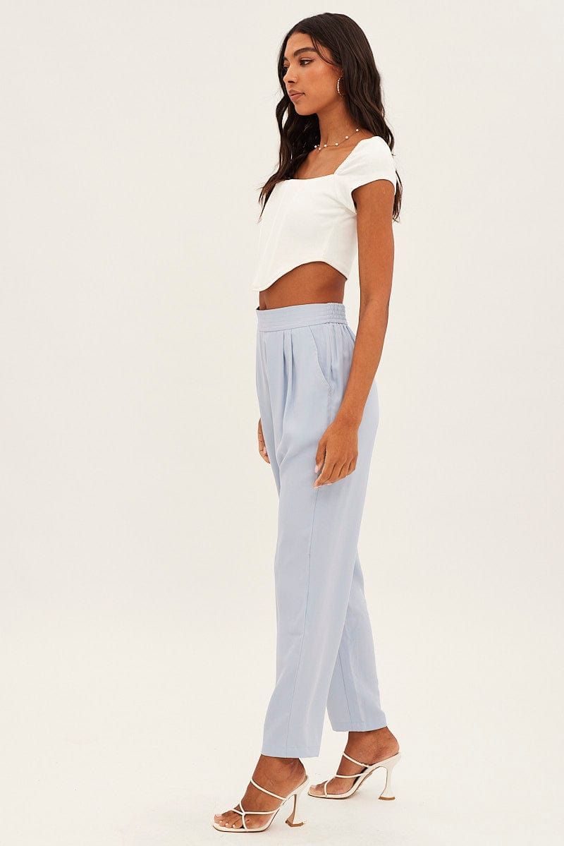 Blue Pleated Waistband Detail Tailored Pant sold by Ally Fashion product image thumbnail 4