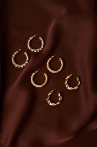 Gold Hoop Earrings Set sold by Ally Fashion