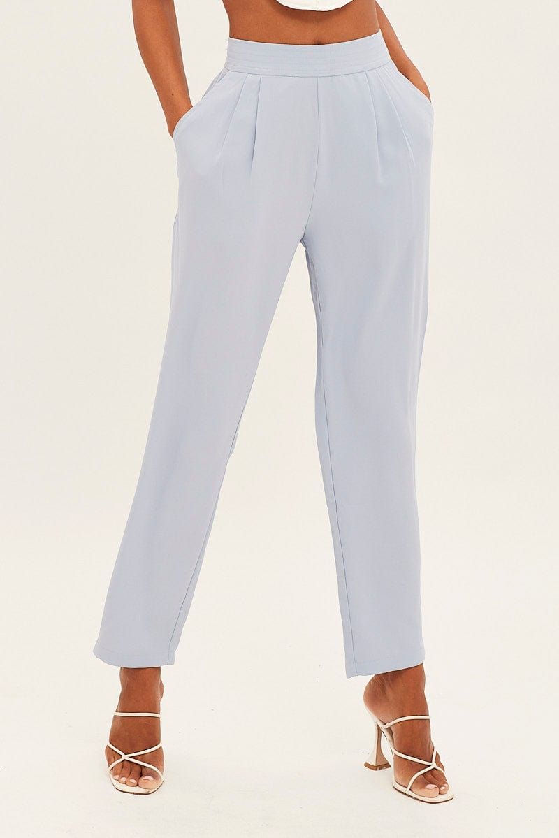 Blue Pleated Waistband Detail Tailored Pant sold by Ally Fashion product image thumbnail 2