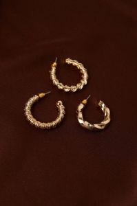 Gold Hoop Earrings Set sold by Ally Fashion