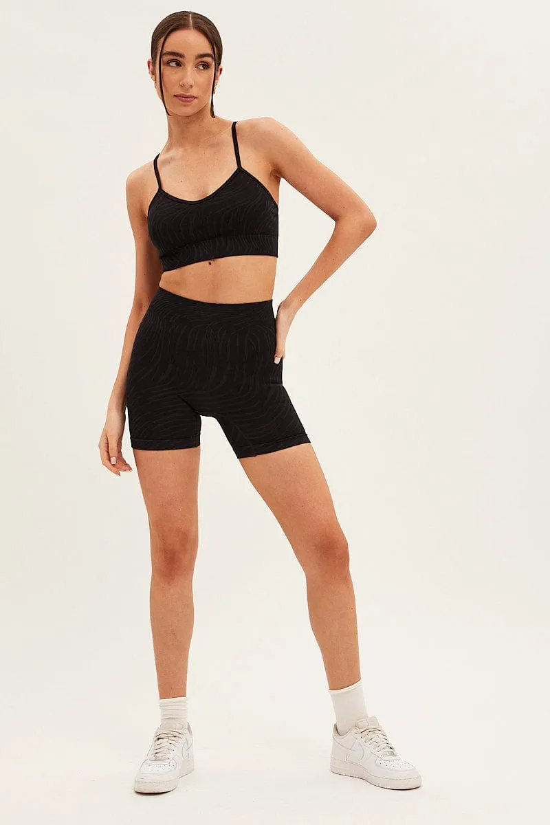 Black Seamless Top And Bike Shorts Activewear Set sold by Ally Fashion product image thumbnail 2