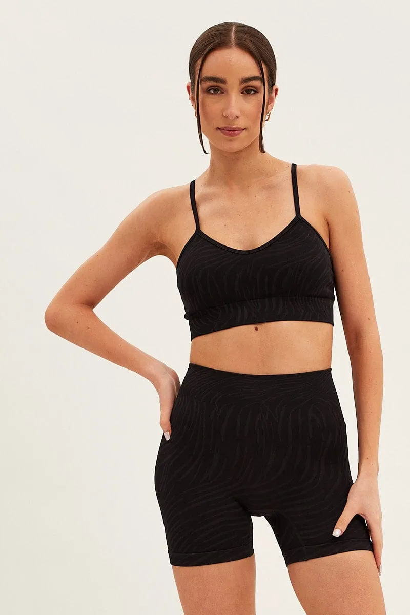 Black Seamless Top And Bike Shorts Activewear Set sold by Ally Fashion product image thumbnail 3