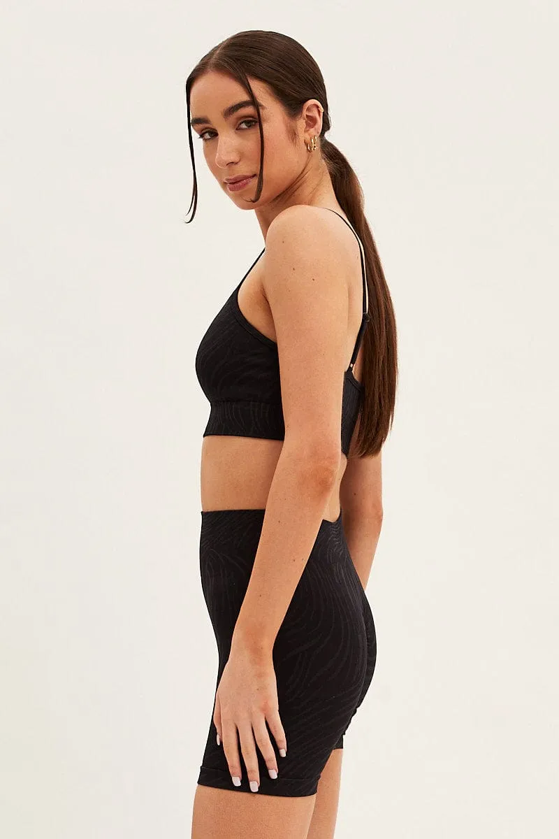 Black Seamless Top And Bike Shorts Activewear Set sold by Ally Fashion product image thumbnail 4