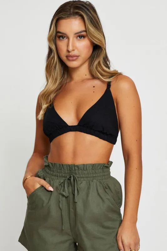Black Cami Bralette Linen Blend sold by Ally Fashion