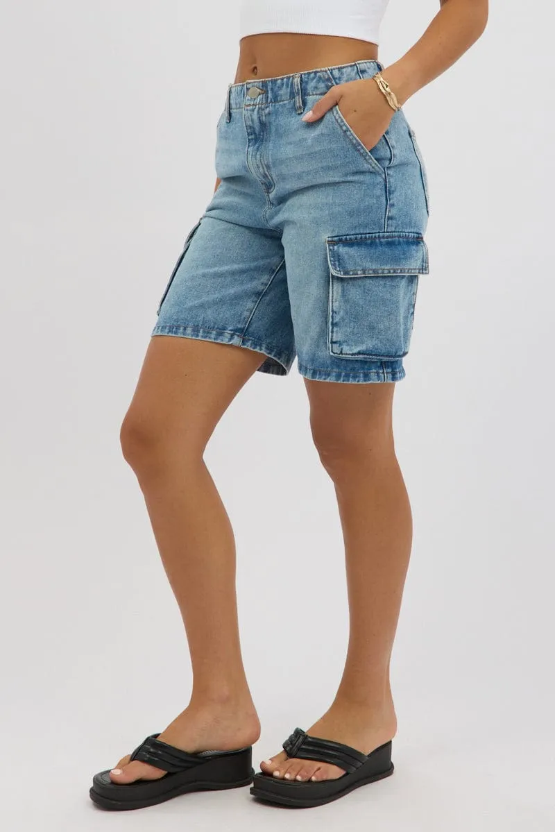 Denim Cargo Shorts High Rise sold by Ally Fashion product image thumbnail 4