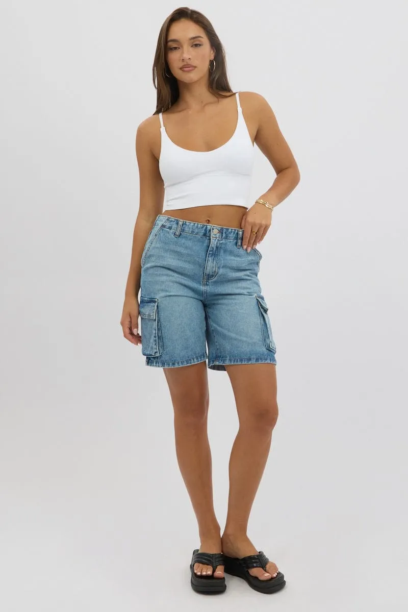 Denim Cargo Shorts High Rise sold by Ally Fashion