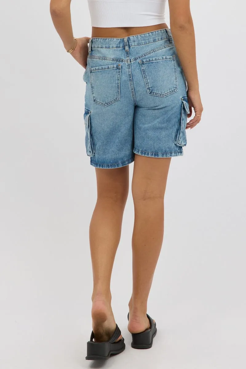 Denim Cargo Shorts High Rise sold by Ally Fashion product image thumbnail 5