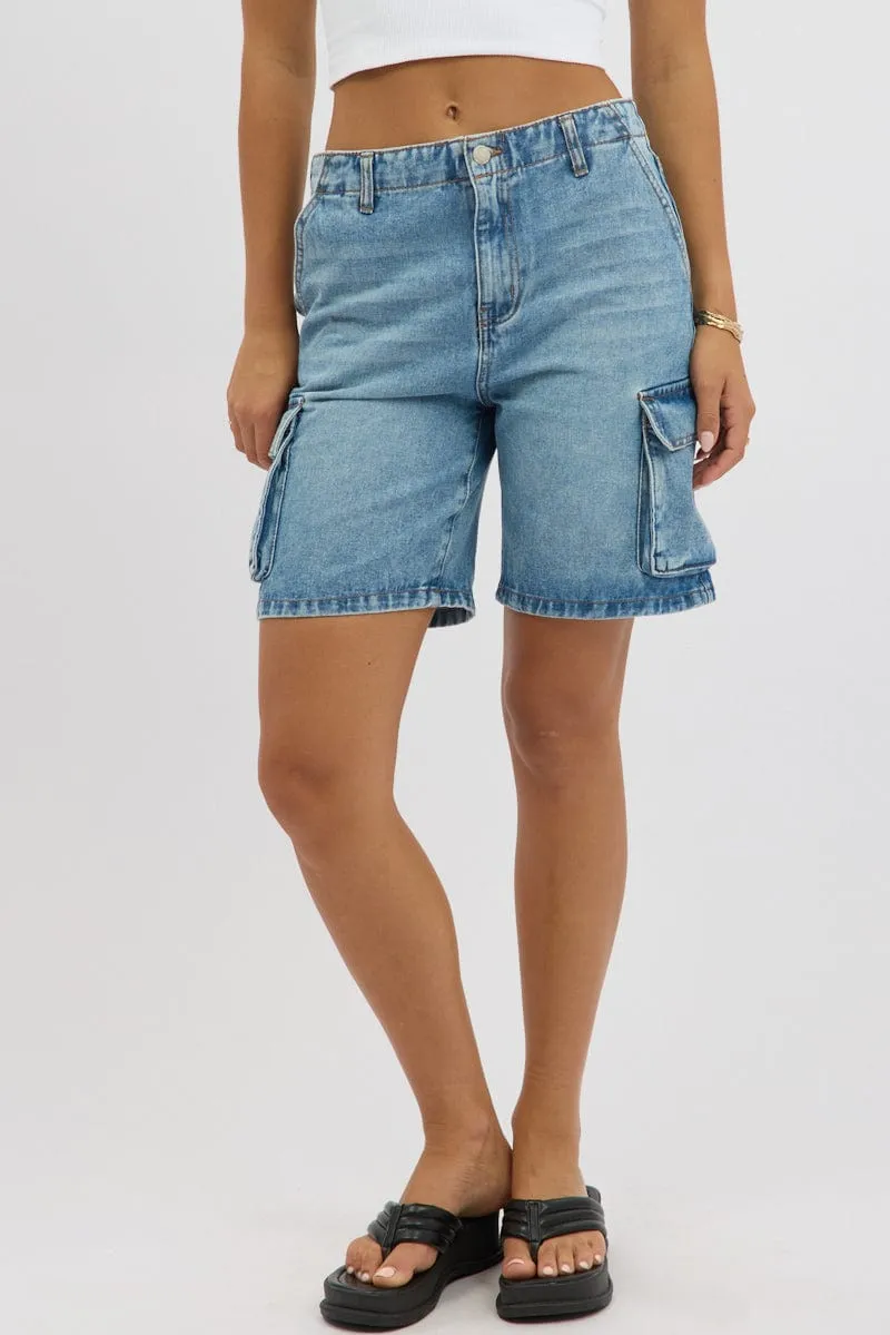 Denim Cargo Shorts High Rise sold by Ally Fashion product image thumbnail 2