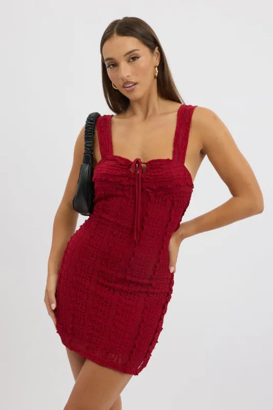 Red Bodycon Dress Lace Mini sold by Ally Fashion