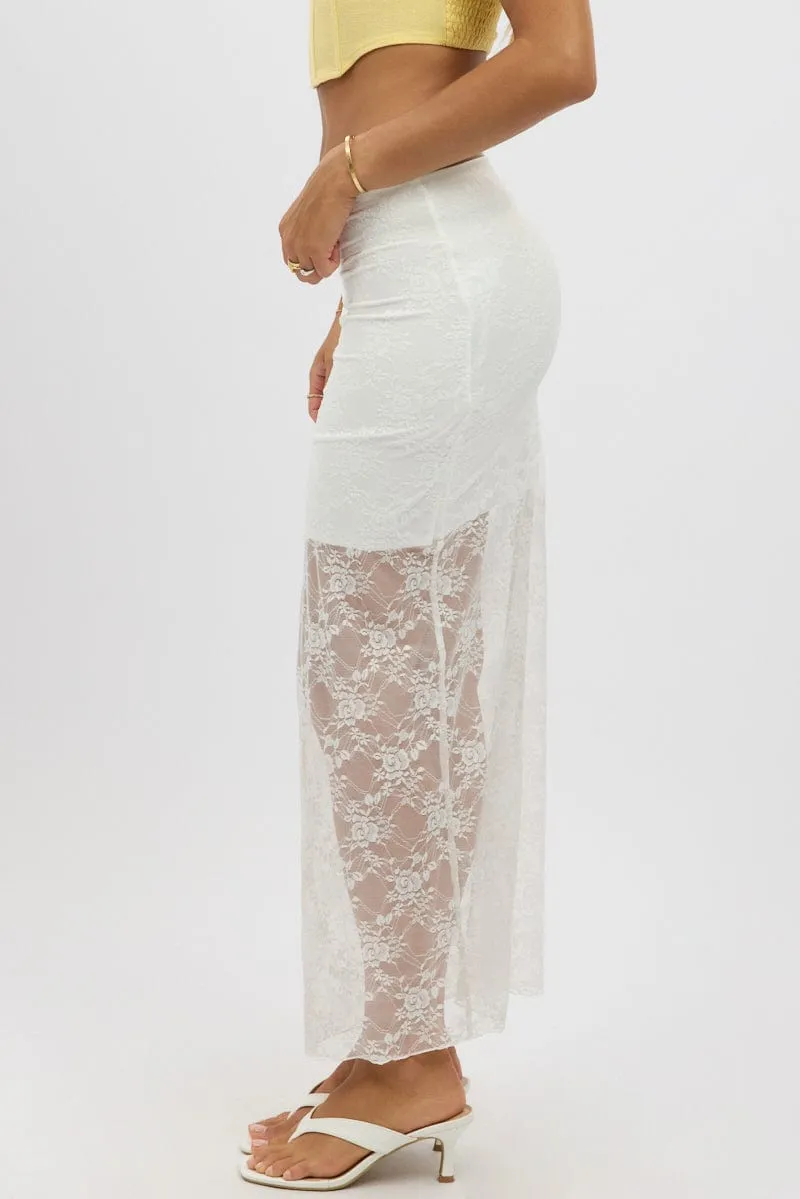 White Lace Maxi Skirt Lined sold by Ally Fashion product image thumbnail 4