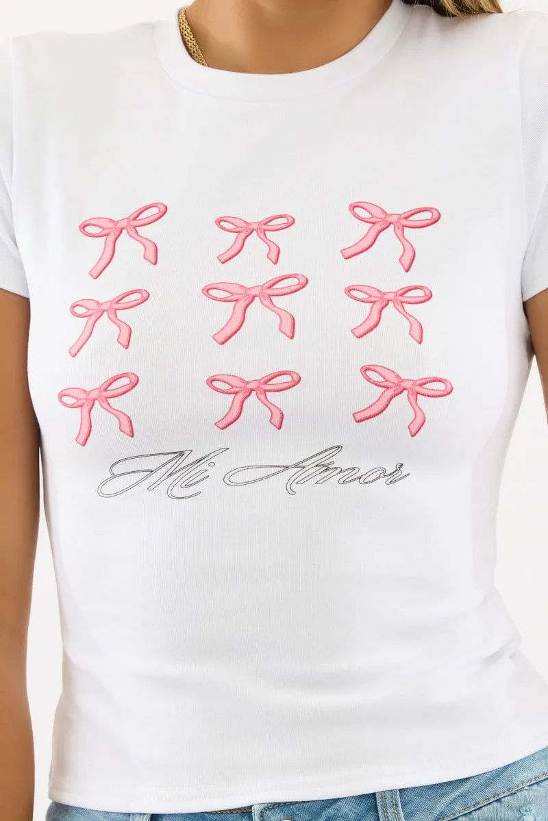 White Graphic Tee Short Sleeve sold by Ally Fashion product image thumbnail 5