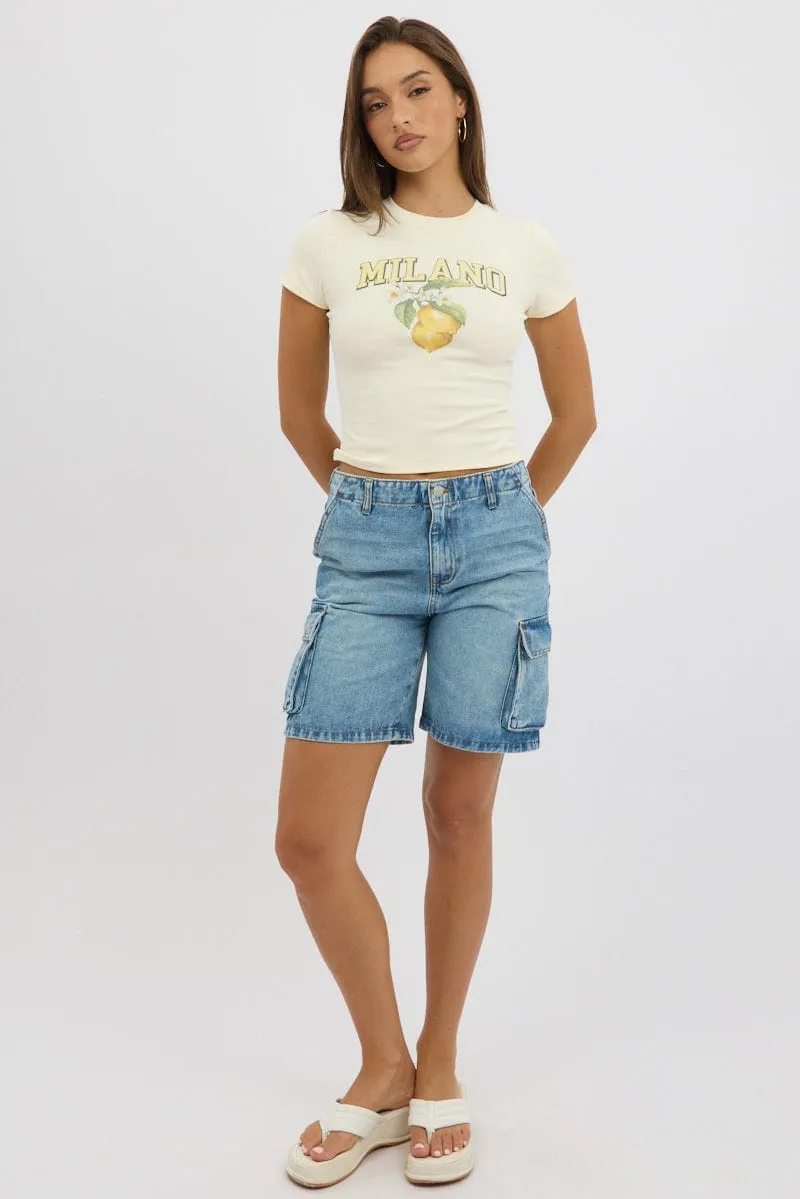 Yellow Graphic Tee Short Sleeve sold by Ally Fashion product image thumbnail 2