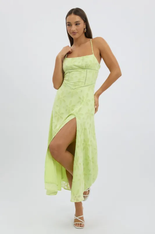 Green Maxi Dress Jacquard Lace sold by Ally Fashion