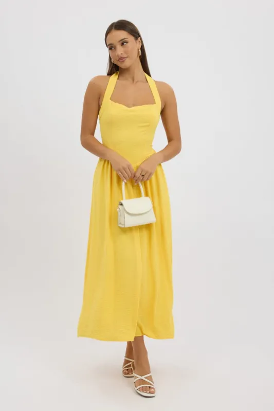 Yellow Maxi Dress Halter Neck sold by Ally Fashion