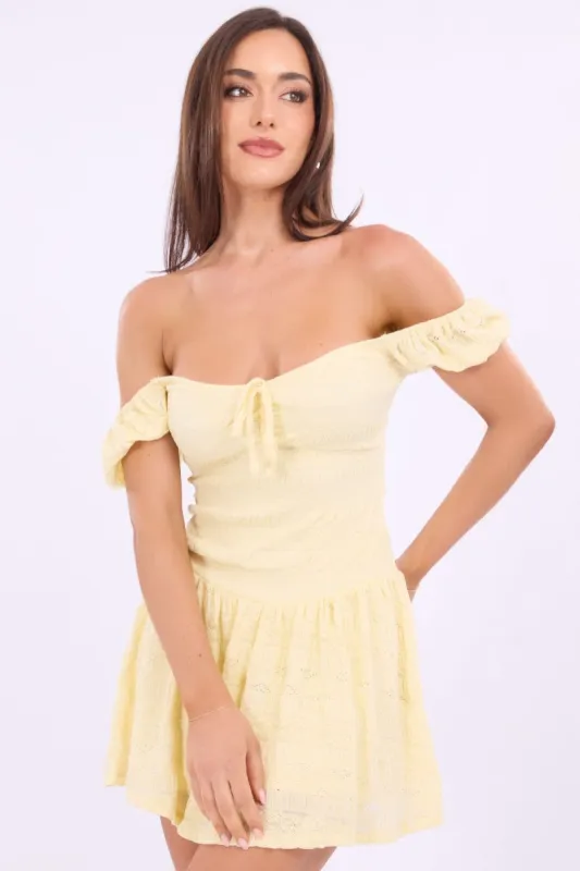 Yellow Fit And Flare Dress Drop Waist Mini sold by Ally Fashion