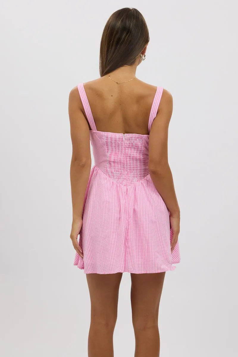 Pink Check Fit And Flare Dress Mini sold by Ally Fashion product image thumbnail 5
