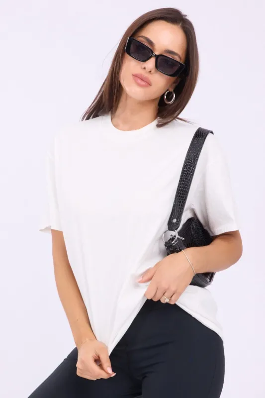 White Loose Fit T-Shirt sold by Ally Fashion