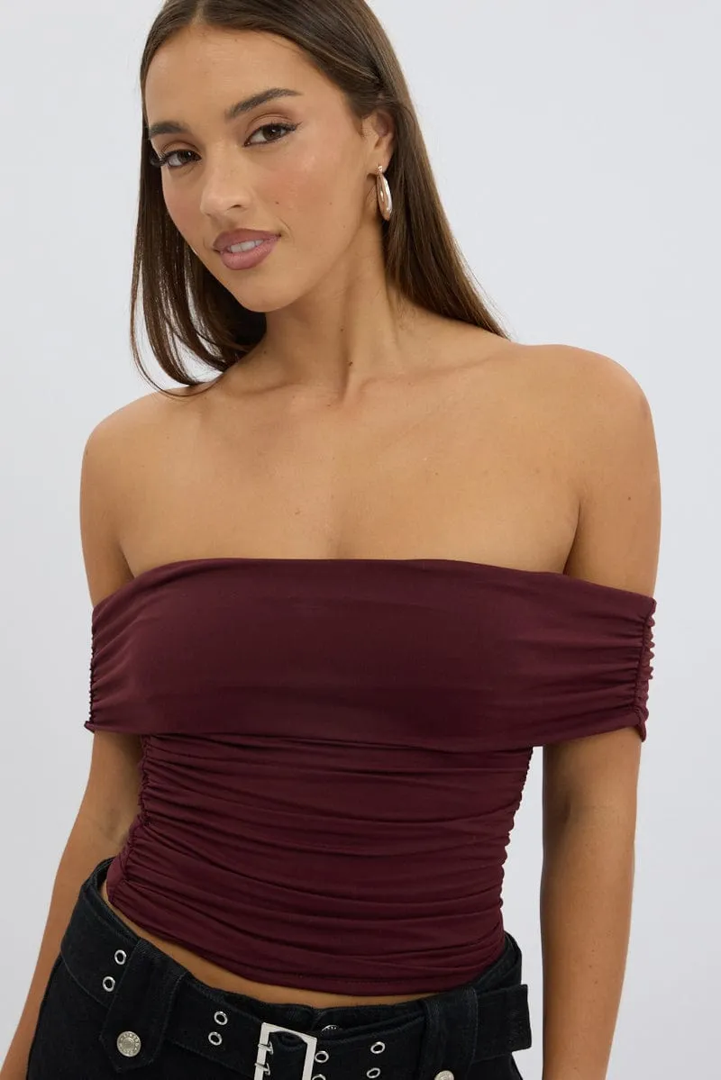 Red Off Shoulder Top Supersoft sold by Ally Fashion