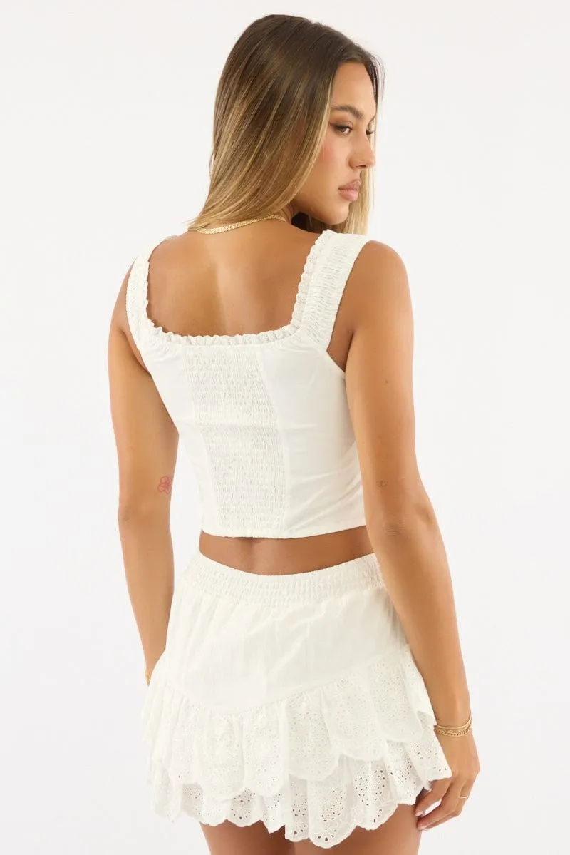 White Frilled Cami Sleeveless Off Shoulder Top sold by Ally Fashion product image thumbnail 4
