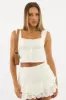 White Frilled Cami Sleeveless Off Shoulder Top sold by Ally Fashion