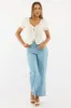 White Tie Up Top Short Sleeve Eyelet sold by Ally Fashion