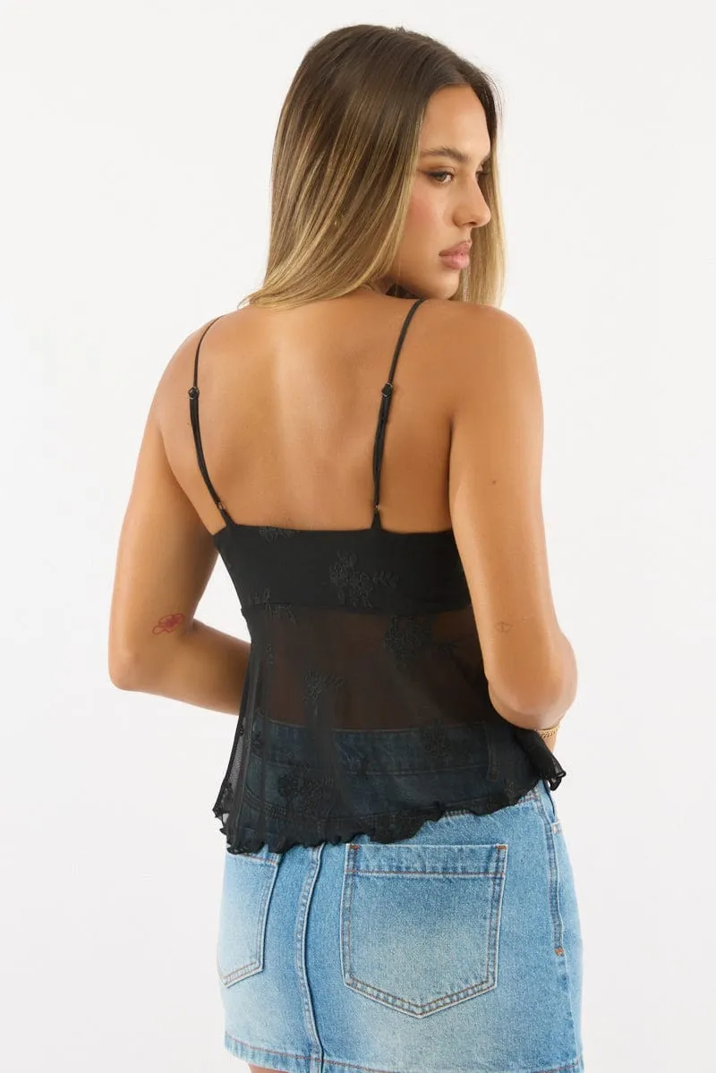 Black Cami Top Mesh sold by Ally Fashion product image thumbnail 4