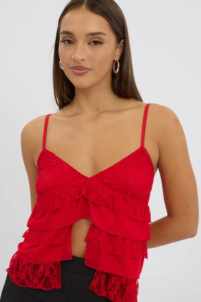 Red Singlet Top Lace sold by Ally Fashion product image thumbnail 3