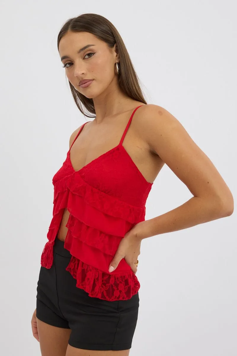 Red Singlet Top Lace sold by Ally Fashion product image thumbnail 4