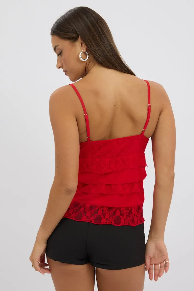 Red Singlet Top Lace sold by Ally Fashion product image thumbnail 5