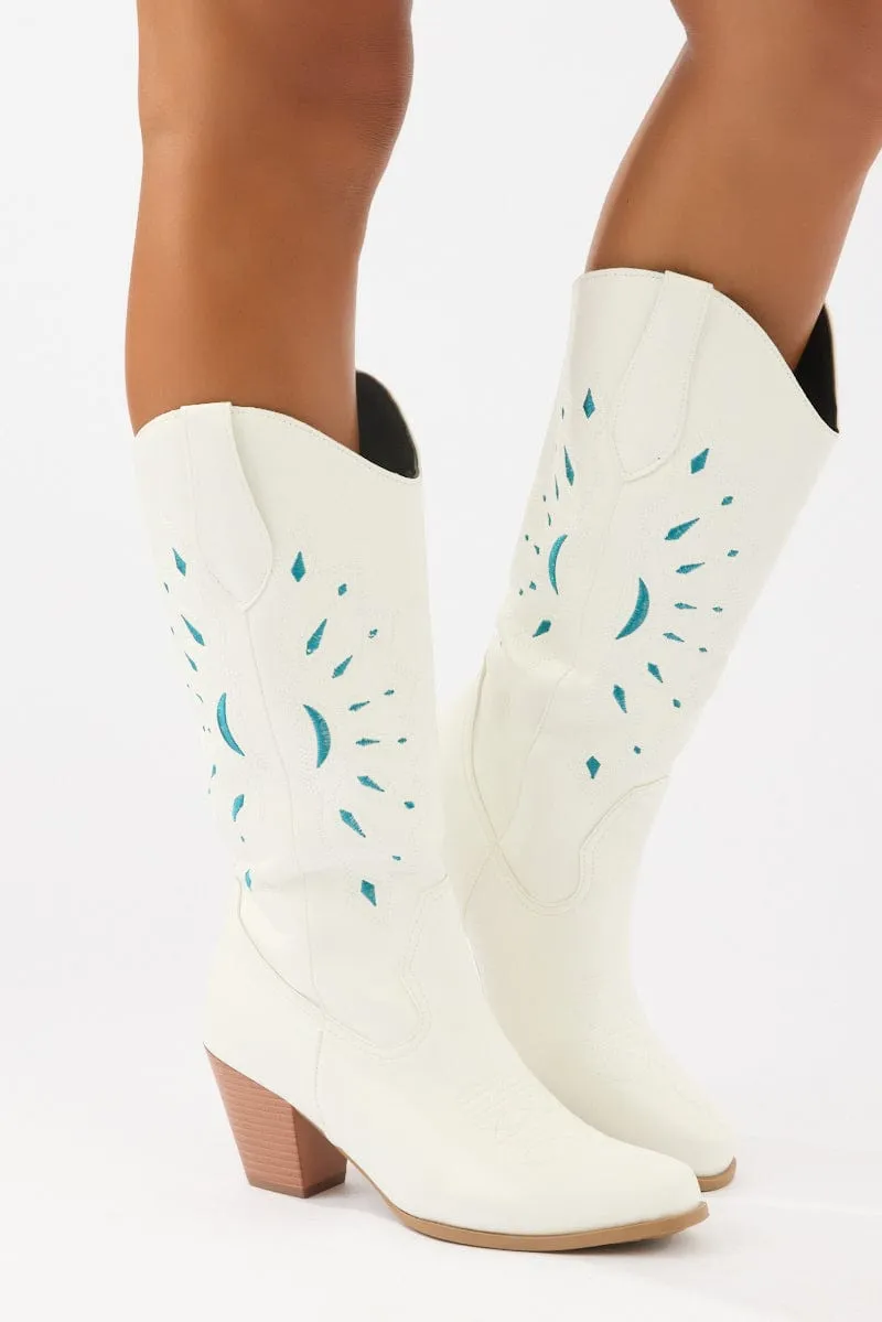 White Cowboy Boots sold by Ally Fashion