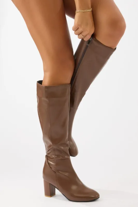 Brown Knee High Boots sold by Ally Fashion