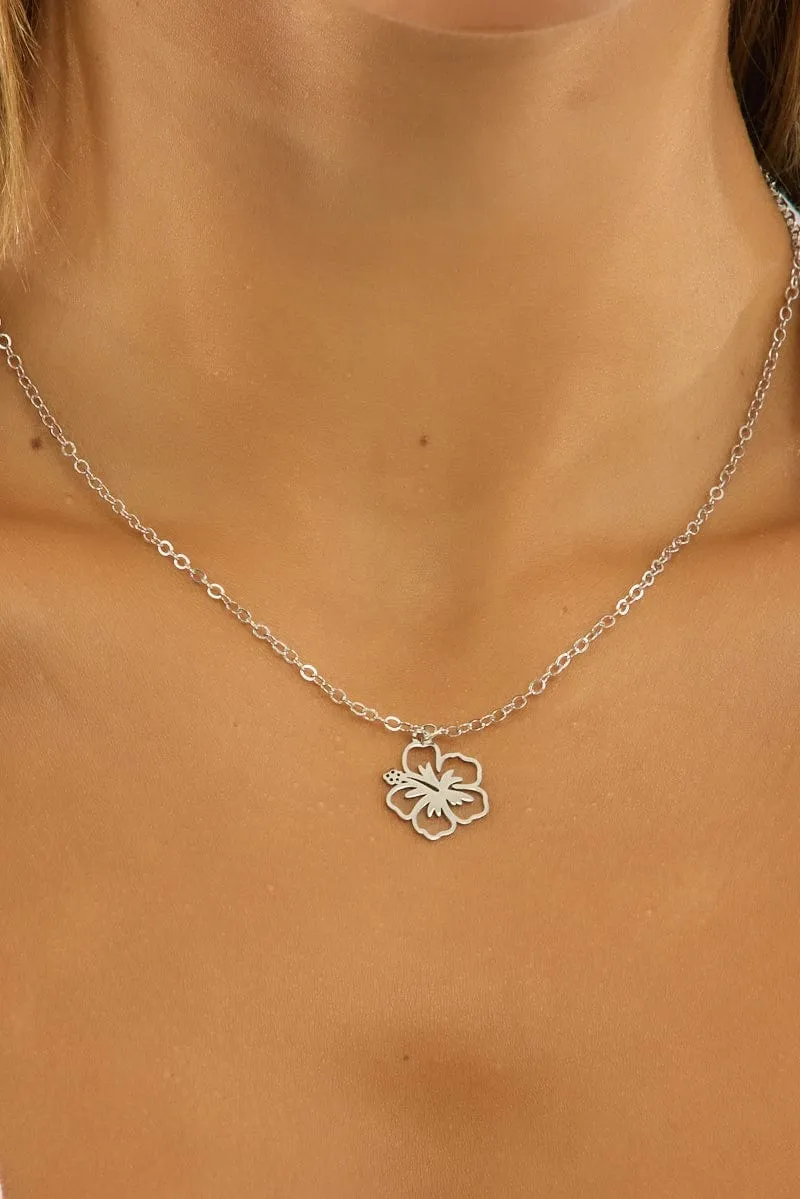 Silver Flower Necklace sold by Ally Fashion product image thumbnail 2