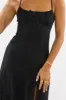 Black Midi Dress Gathered Bust Eyelet Fabric sold by Ally Fashion