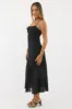 Black Midi Dress Gathered Bust Eyelet Fabric sold by Ally Fashion