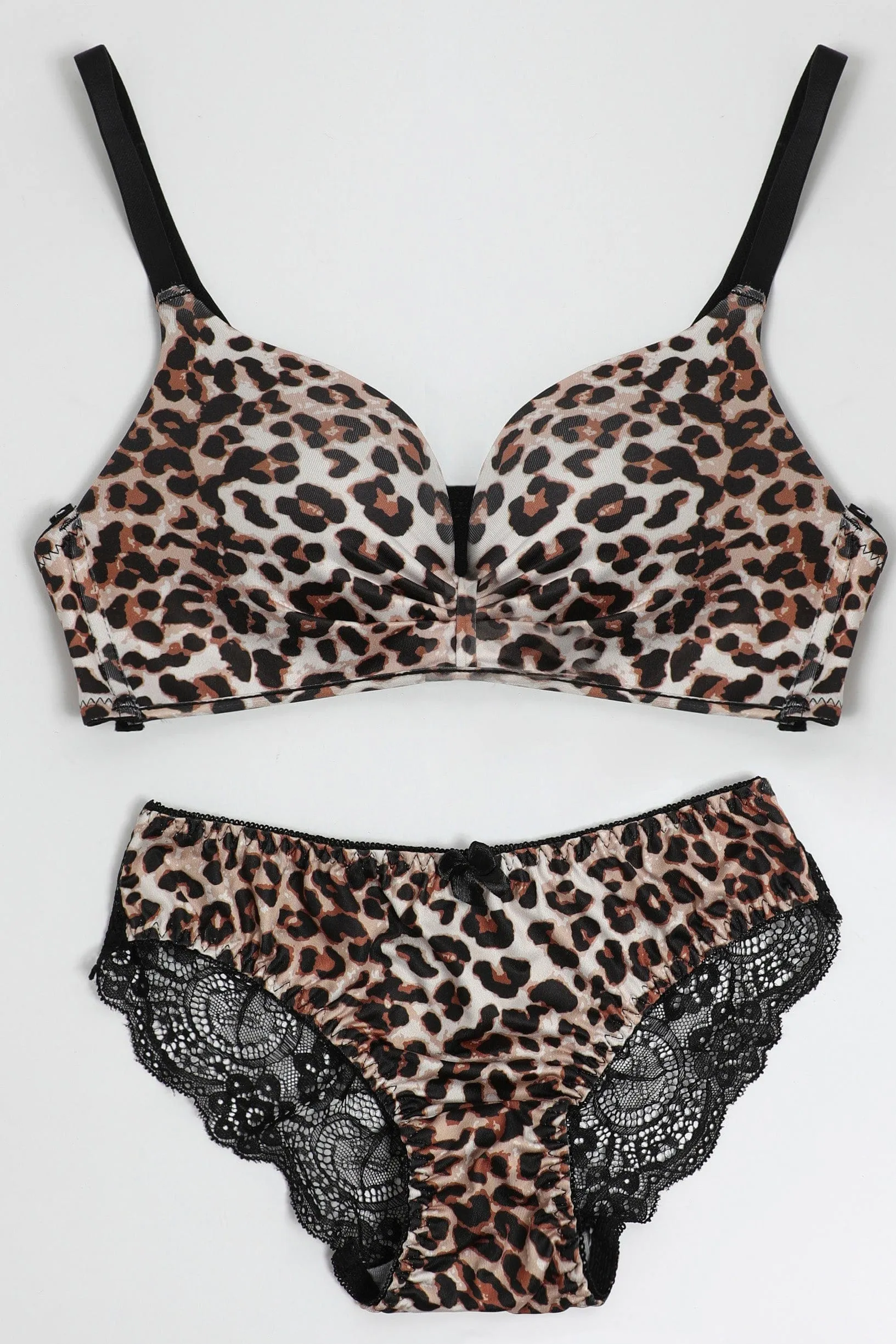 Brown Animal Print Leopard Print Lingerie Set sold by Ally Fashion