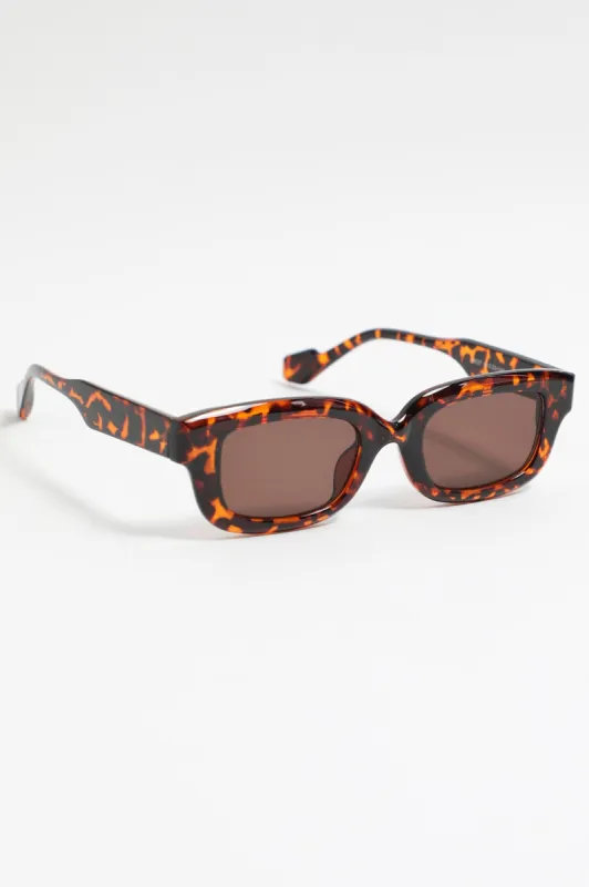 Brown Animal Print Rectangle Sunglasses sold by Ally Fashion