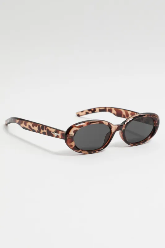 Brown Animal Print Oval Sunglasses sold by Ally Fashion