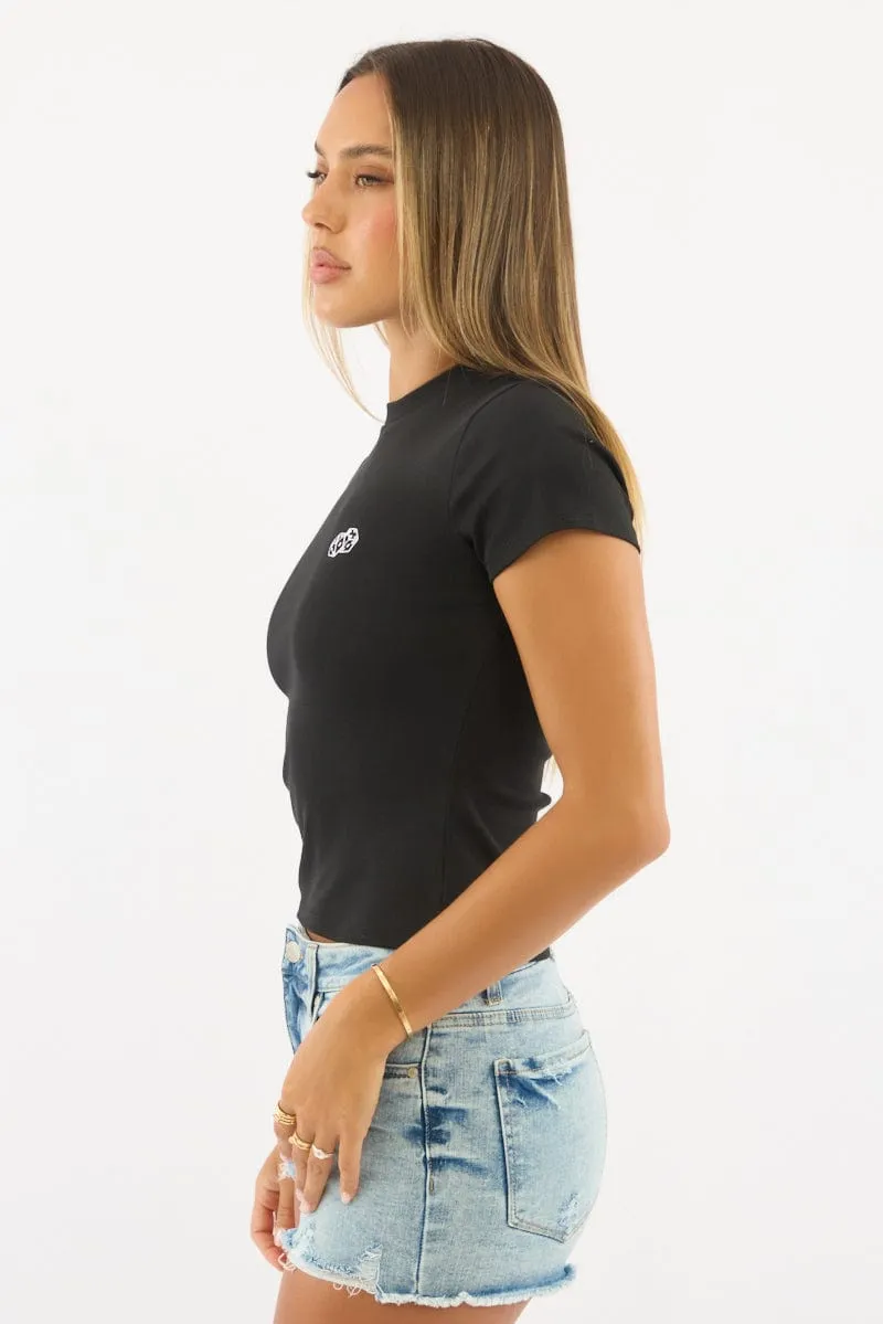 Black Graphic Tee Short Sleeve sold by Ally Fashion product image thumbnail 3