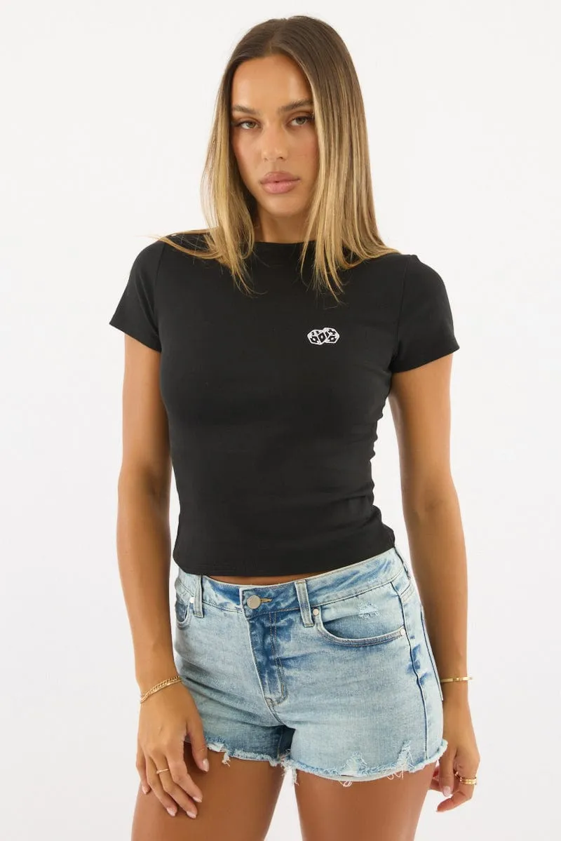 Black Graphic Tee Short Sleeve sold by Ally Fashion