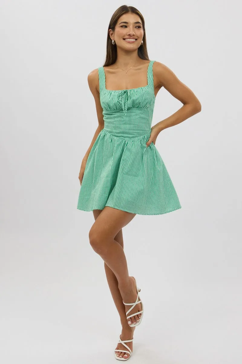Green Check Fit And Flare Dress Mini sold by Ally Fashion product image thumbnail 2