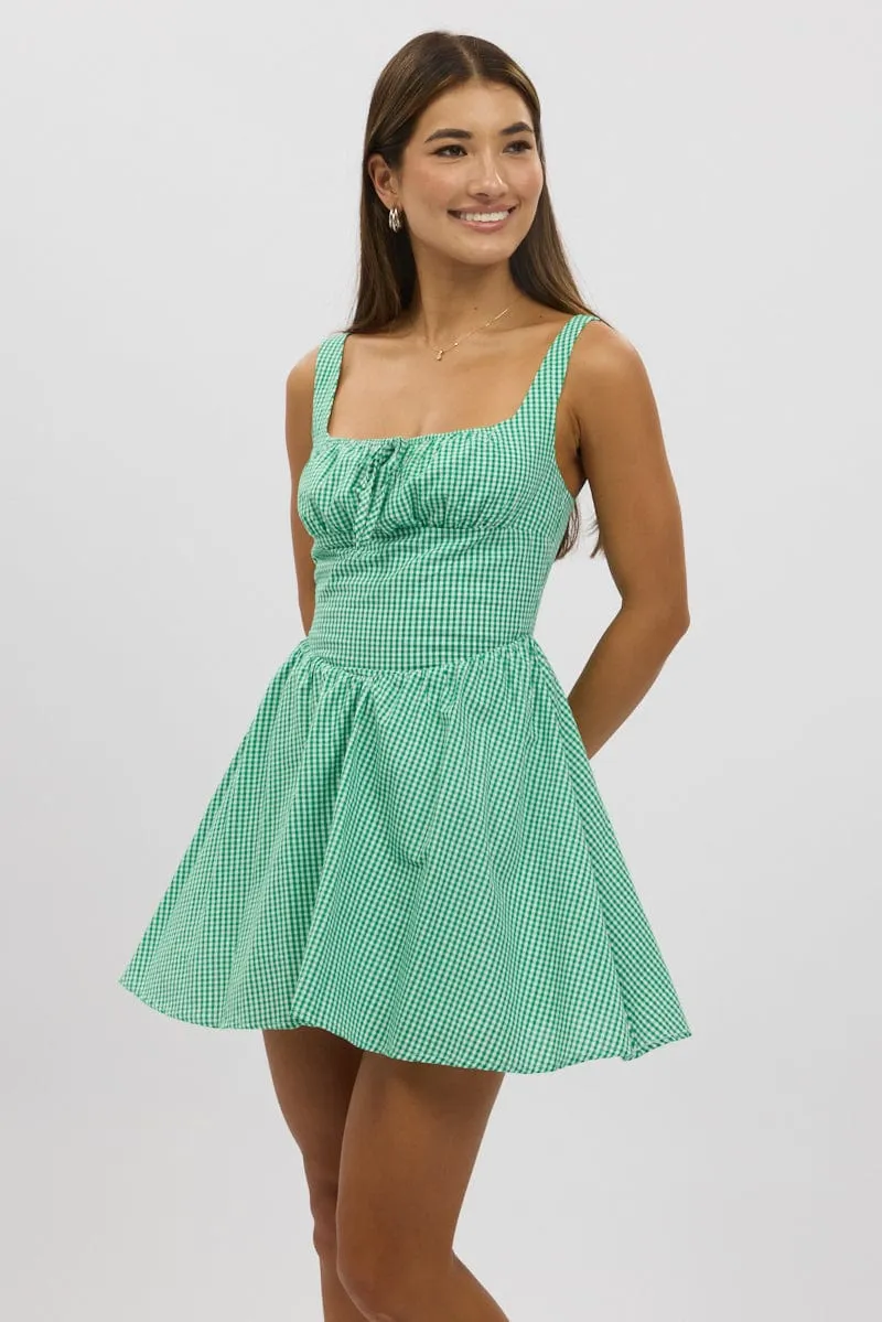 Green Check Fit And Flare Dress Mini sold by Ally Fashion product image thumbnail 3