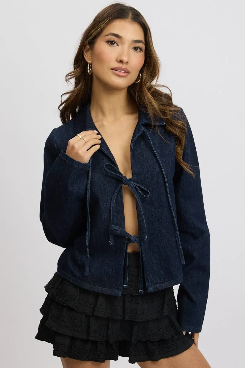 Denim Tie up Jacket Long Sleeve sold by Ally Fashion product image thumbnail 2