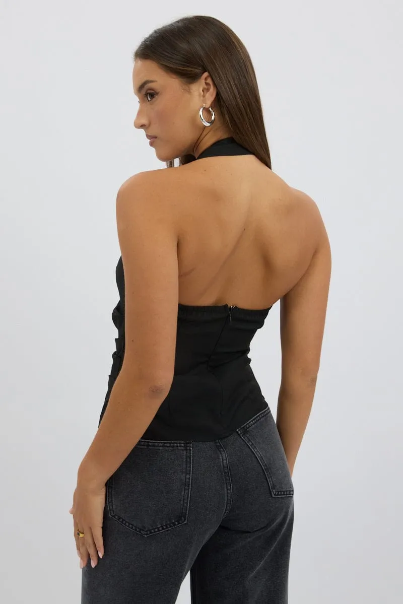 Black Gathered Asymmetric Top Sleeveless Buckle Detail sold by Ally Fashion product image thumbnail 5