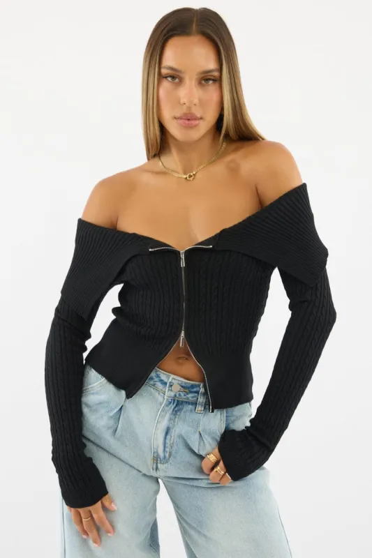 Black Bardot Cardigan sold by Ally Fashion